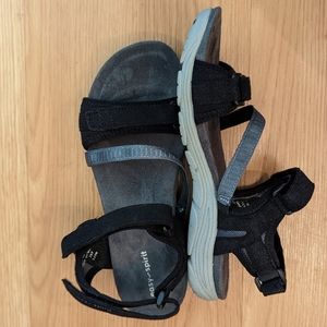 Cute & Comfy Black with Gray Sandals Adj Straps Easy Spirit sz 5.5